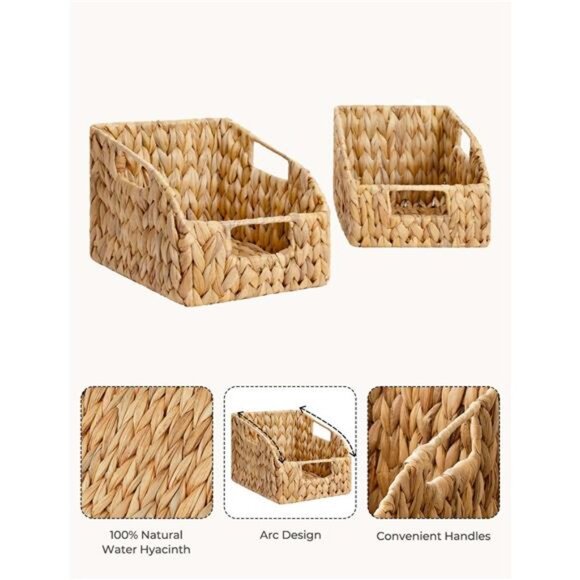 Pantry Baskets for Organizing, Wicker Baskets with Built-in Handles, Handwoven - Picture 3 of 7
